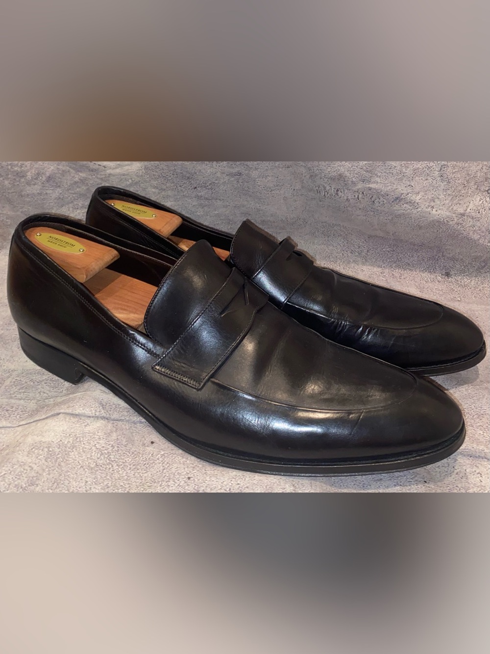 WORN 3x To Boot NY Black Leather Slip On Penny Loafers Shoes Classic Italy 13